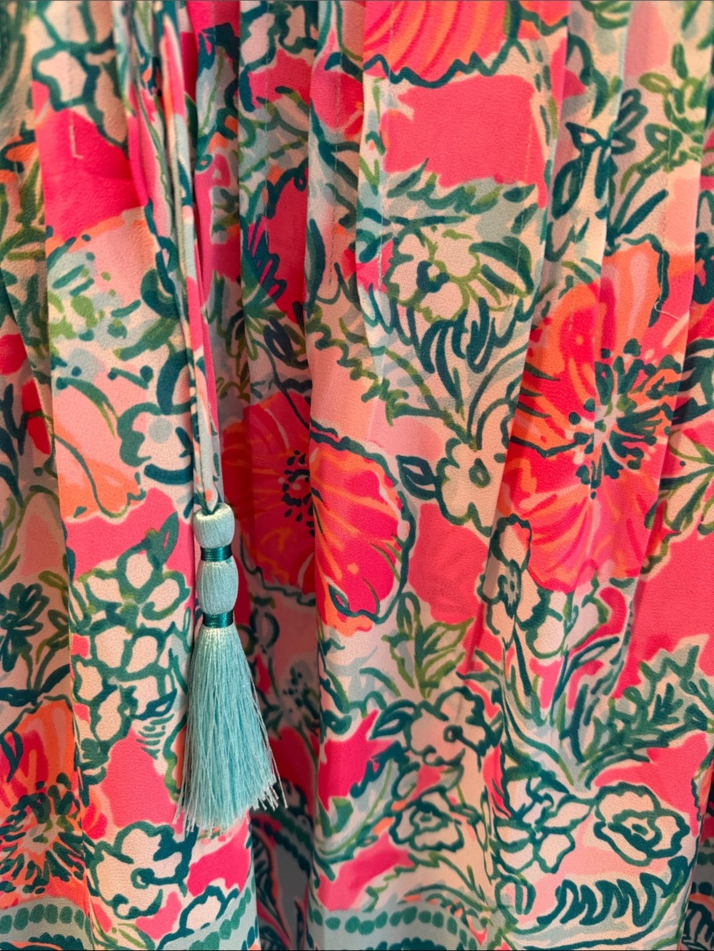 Lilly Pulitzer Pink & Teal Floral Peasant Blouse - Picture 2 of 5